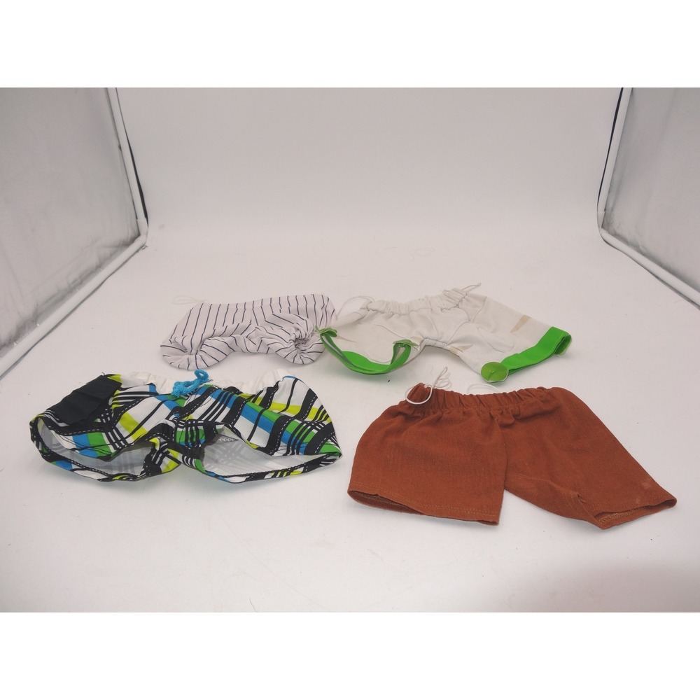 Build A Bear Workshop Plush Toy Shorts Mix Lot of 4 Pinstripe Plaid Brown White
